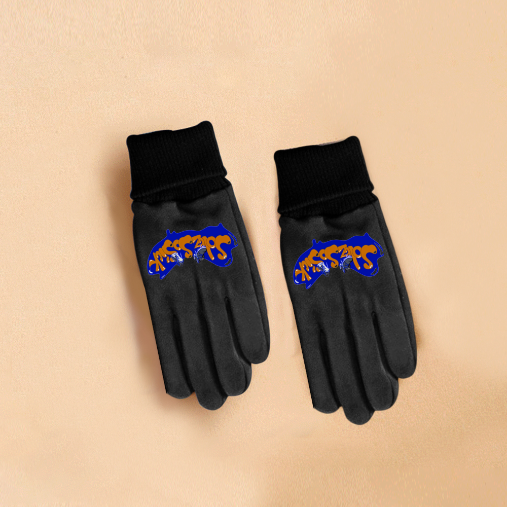 Suede Winter Gloves With Sensitive Touch Screen Fingers with Cartoon Logo (Multiple Colors)