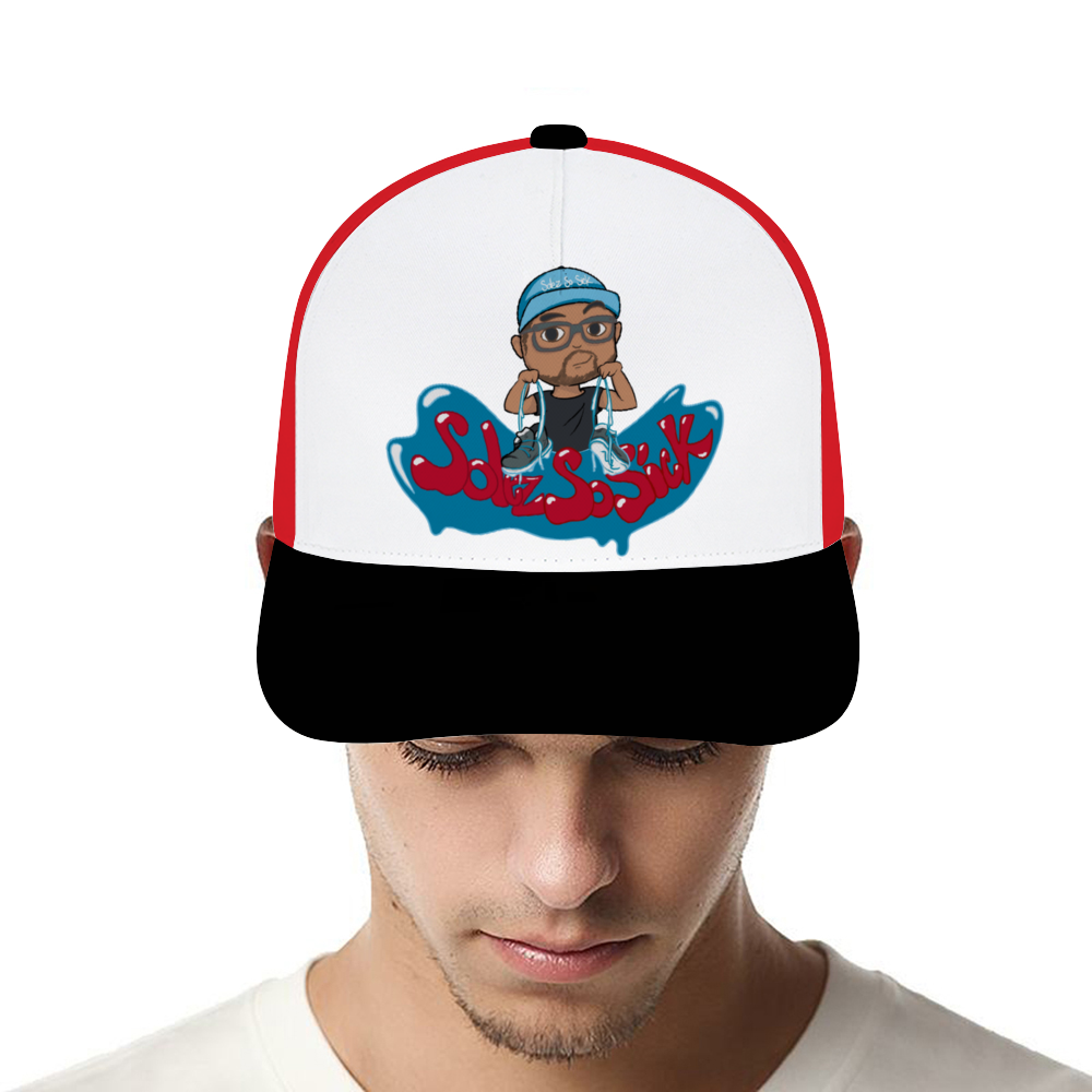 Baseball Hat with Cartoon Logo (Black, Red and White)