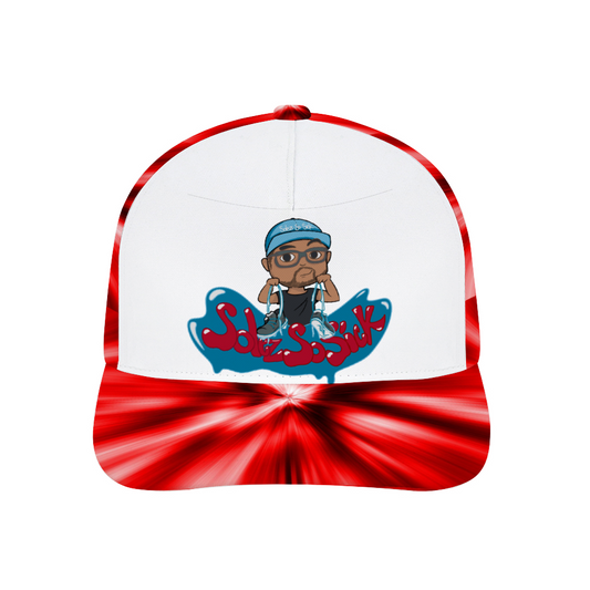 Baseball Hat with Cartoon Logo (Red with White)