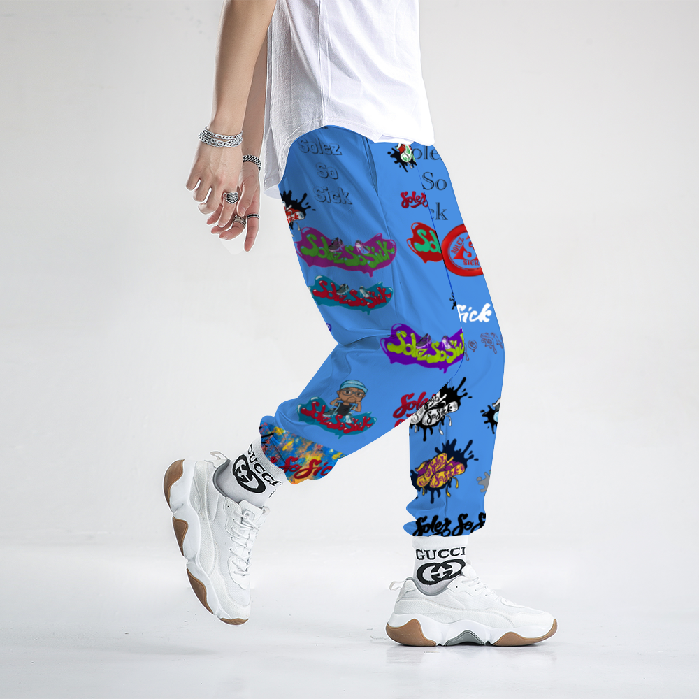 Windbreaker Pants Multi-Logo (Baby Blue)