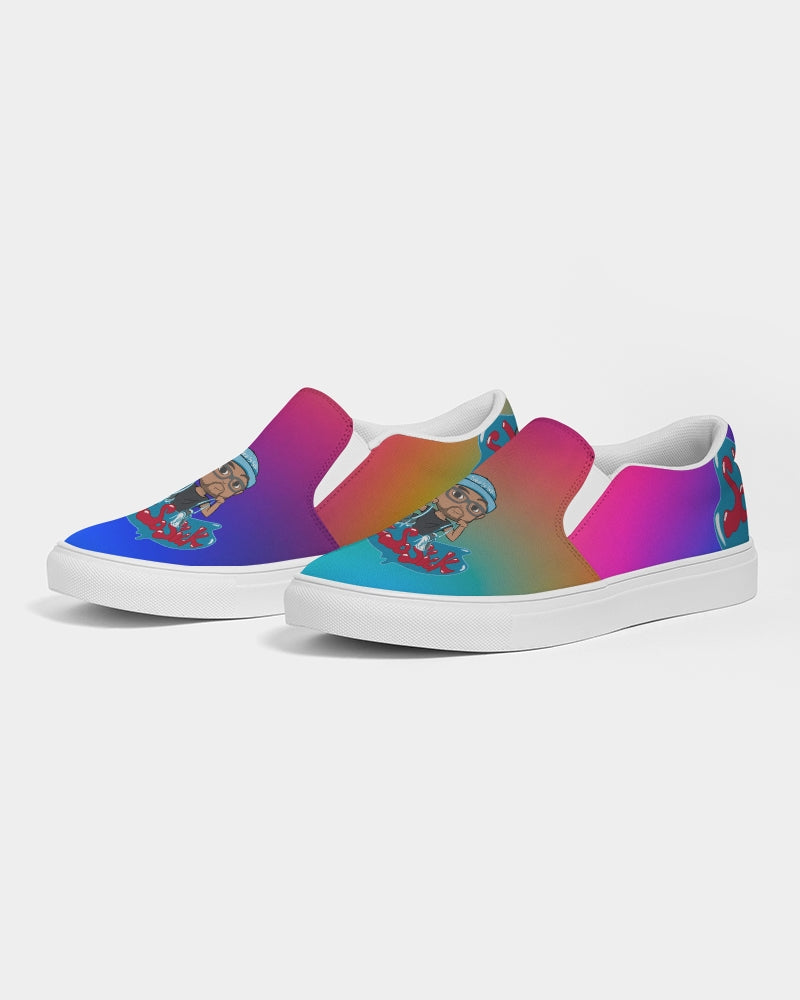 Women's Slip-On Canvas Shoe with Cartoon Logo (Rainbow)