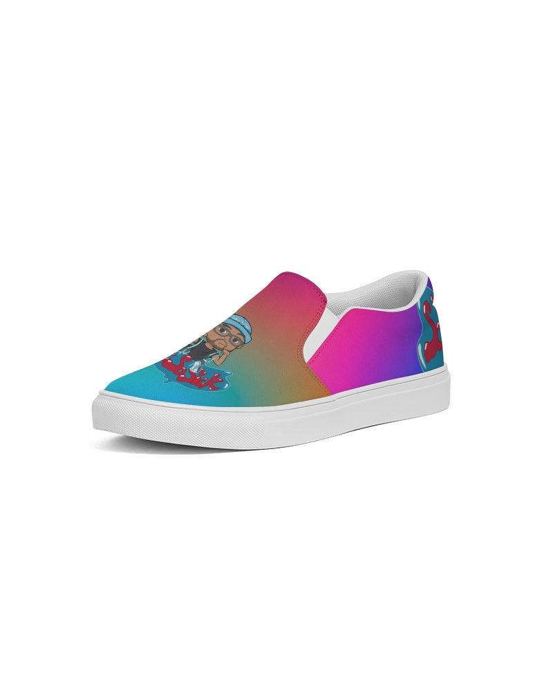 Women's Slip-On Canvas Shoe with Cartoon Logo (Rainbow)