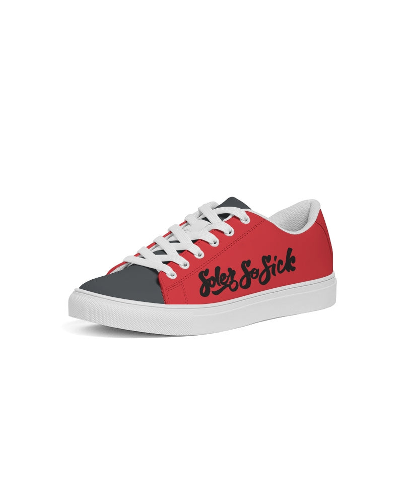 Men's Faux-Leather Sneaker (Red and Dark Gray)