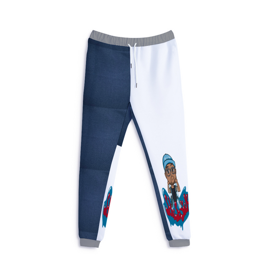 Sweatpants with Cartoon Logo (Navy Blue with White)