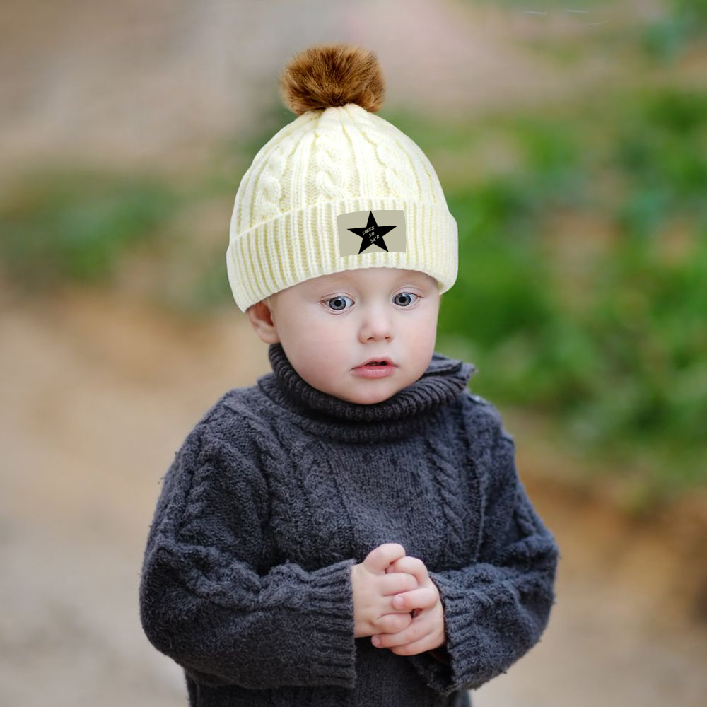 Baby Knitted Beanie Cap (Cream)