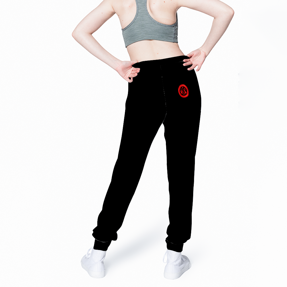 Sweatpants with Red Circle Design (Black)