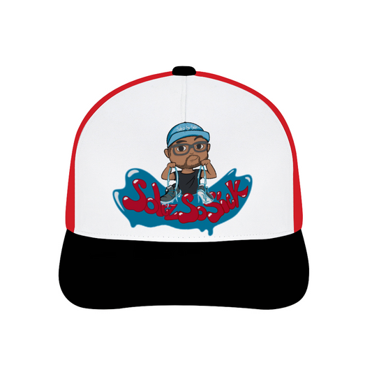 Baseball Hat with Cartoon Logo (Black, Red and White)