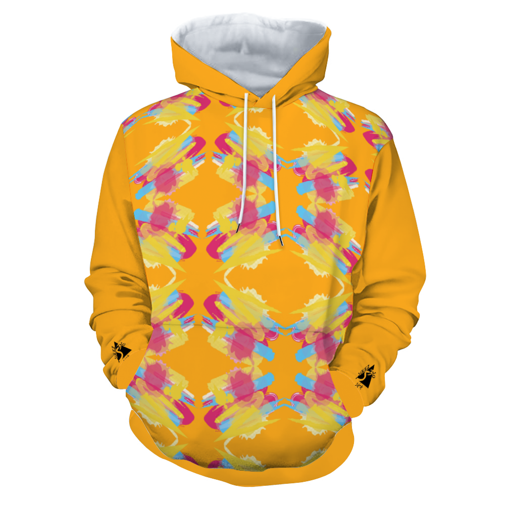 SolezSoSick Gold Crazy Splatter Plush Hoodie with Pockets