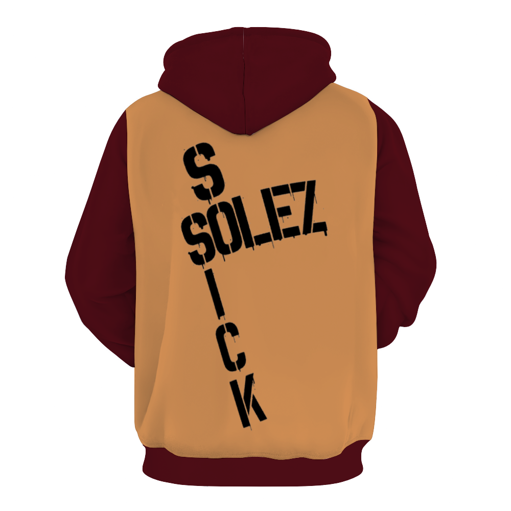 "Quoted" Plush Hoodie with Pockets (Tan and Burgundy)