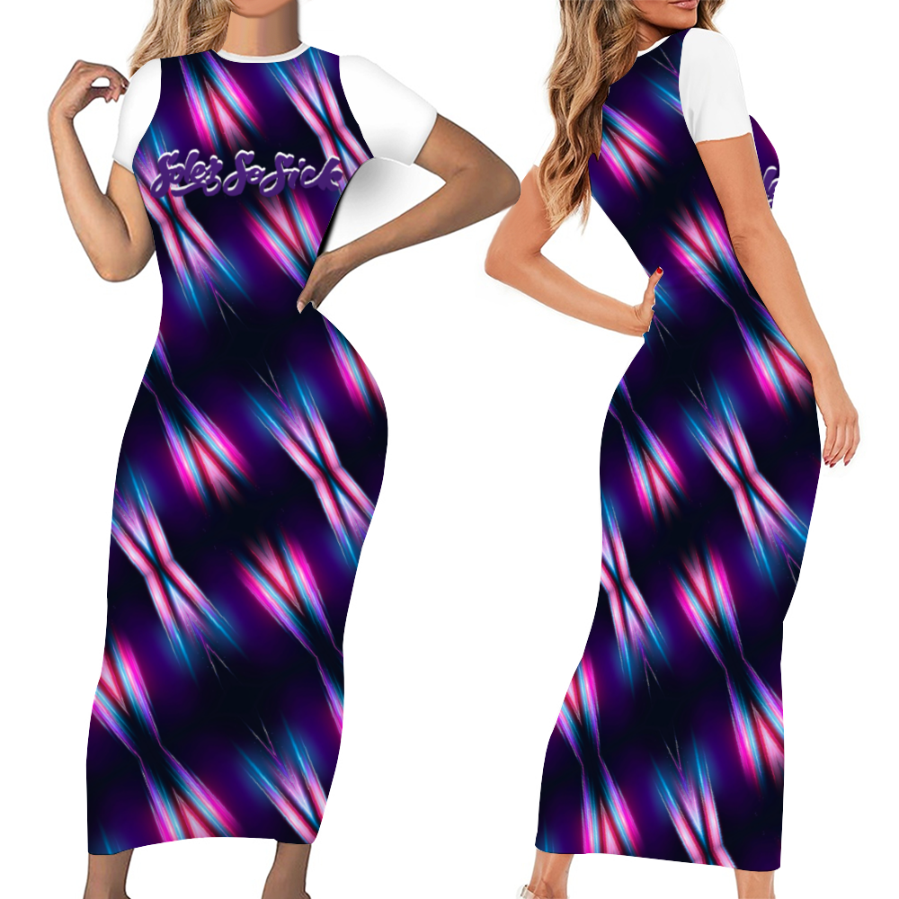 SolezSoSick Purple Short Sleeve Long Pencil Dress