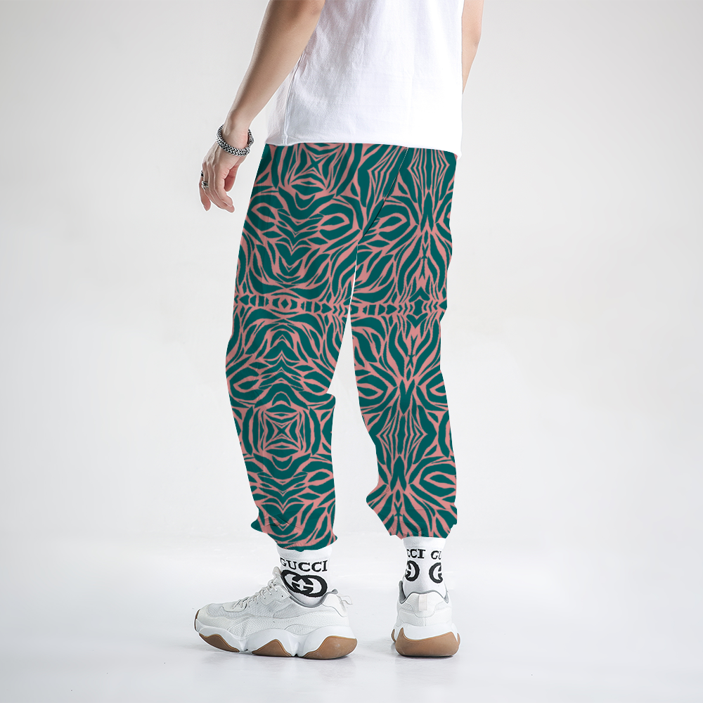 Windbreaker Pants (Green and Pink Design)