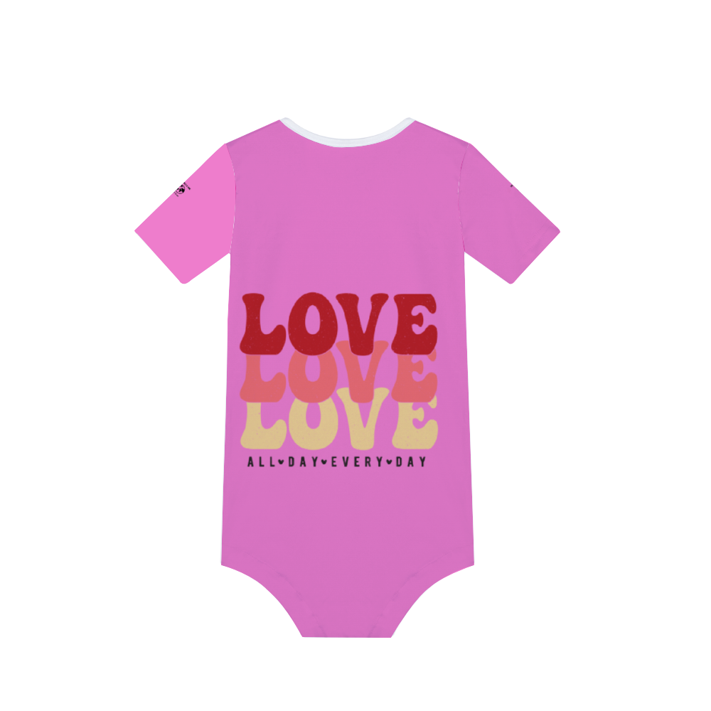 Baby Short Sleeve Romper (Dark Pink)