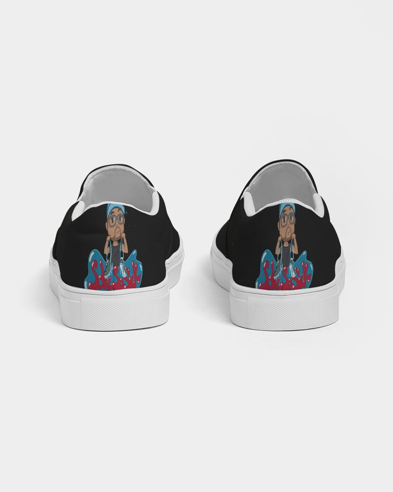 Men's Slip-On Canvas Shoe with Cartoon Logo (Black)