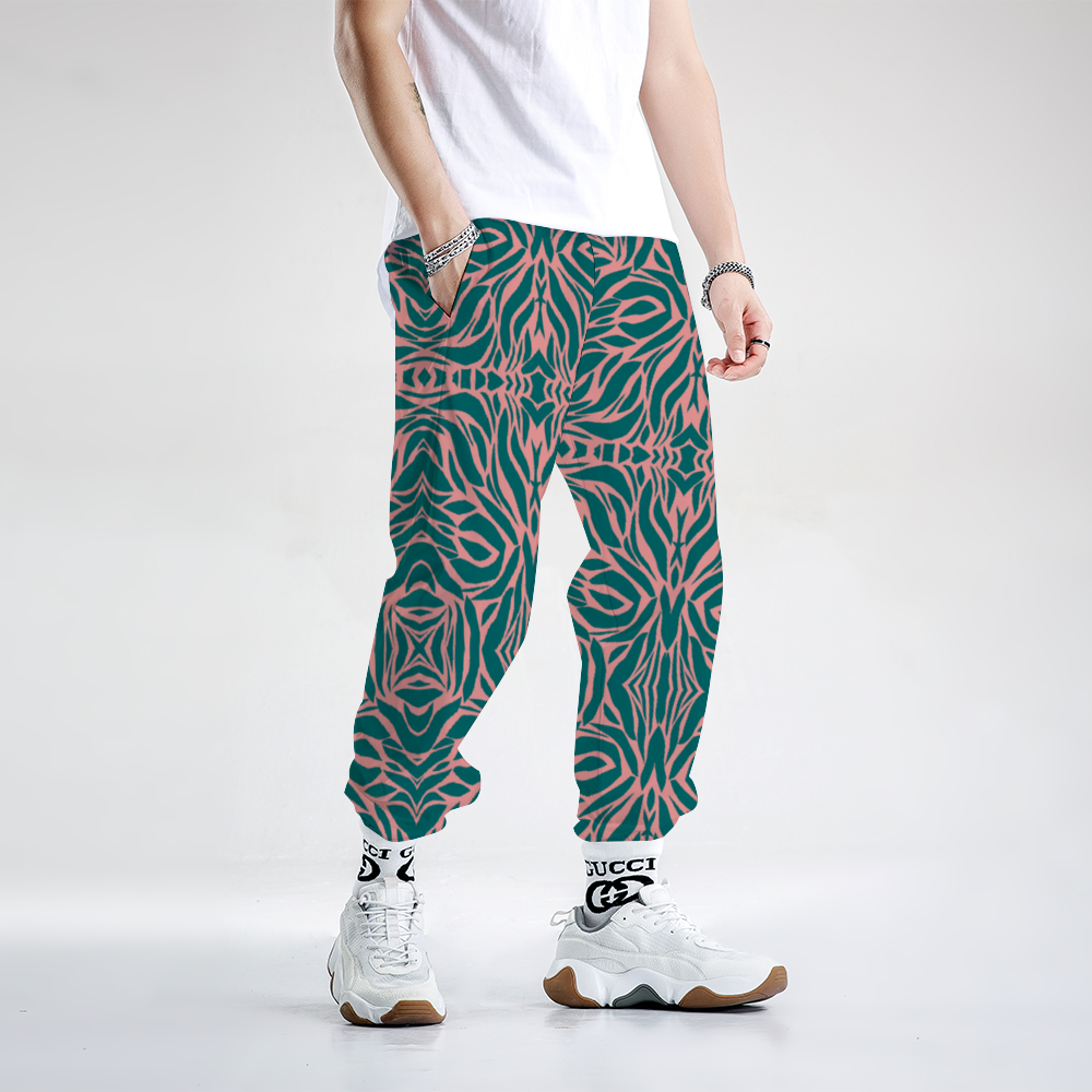 Windbreaker Pants (Green and Pink Design)