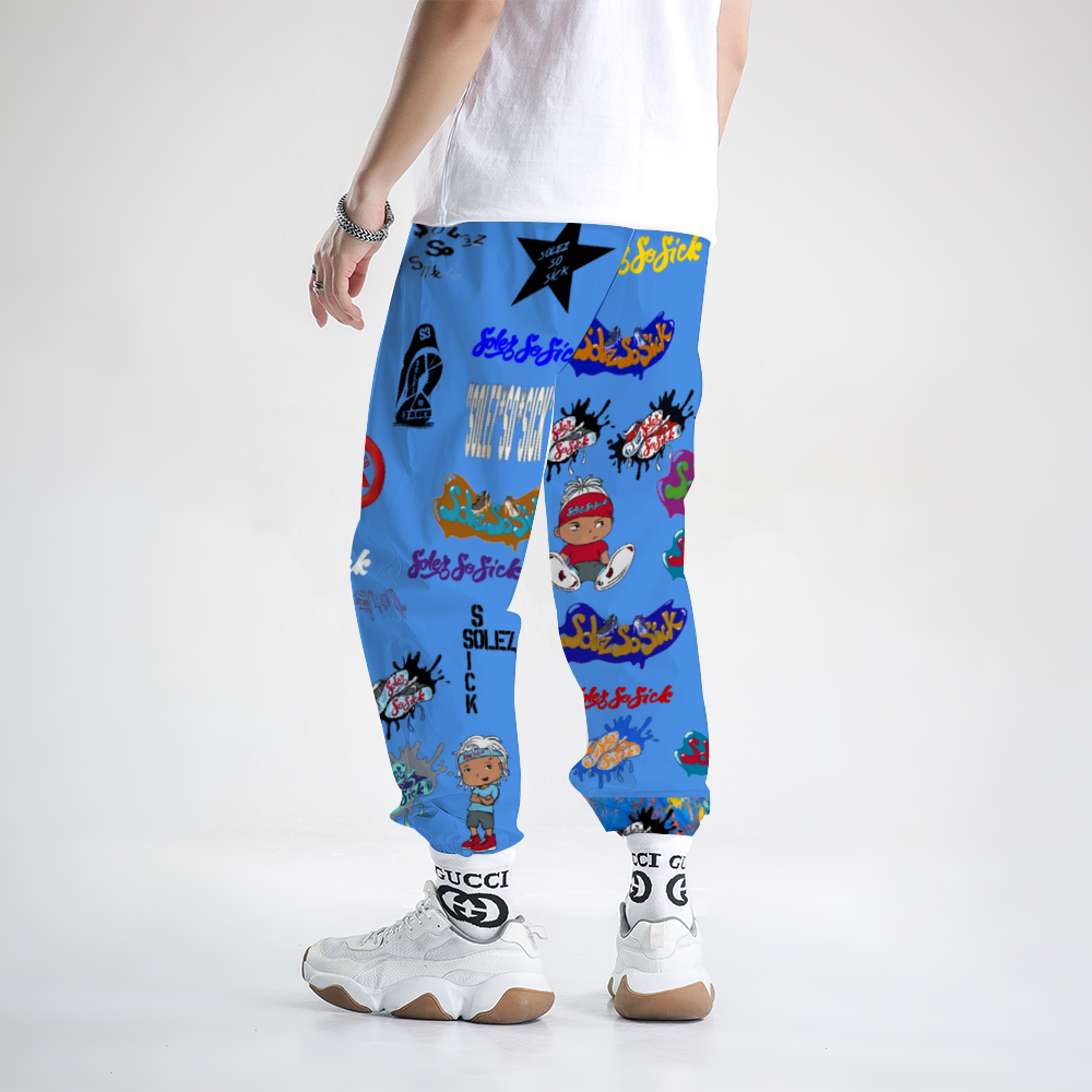 Windbreaker Pants Multi-Logo (Baby Blue)