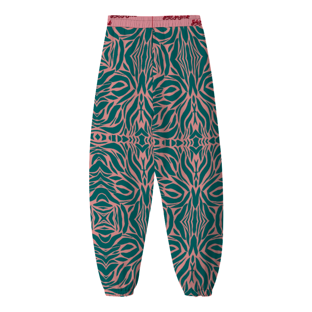 Windbreaker Pants (Green and Pink Design)