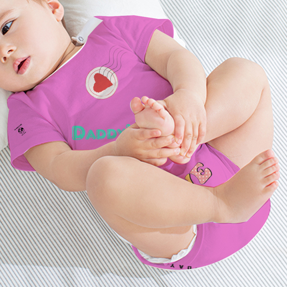 Baby Short Sleeve Romper (Dark Pink)