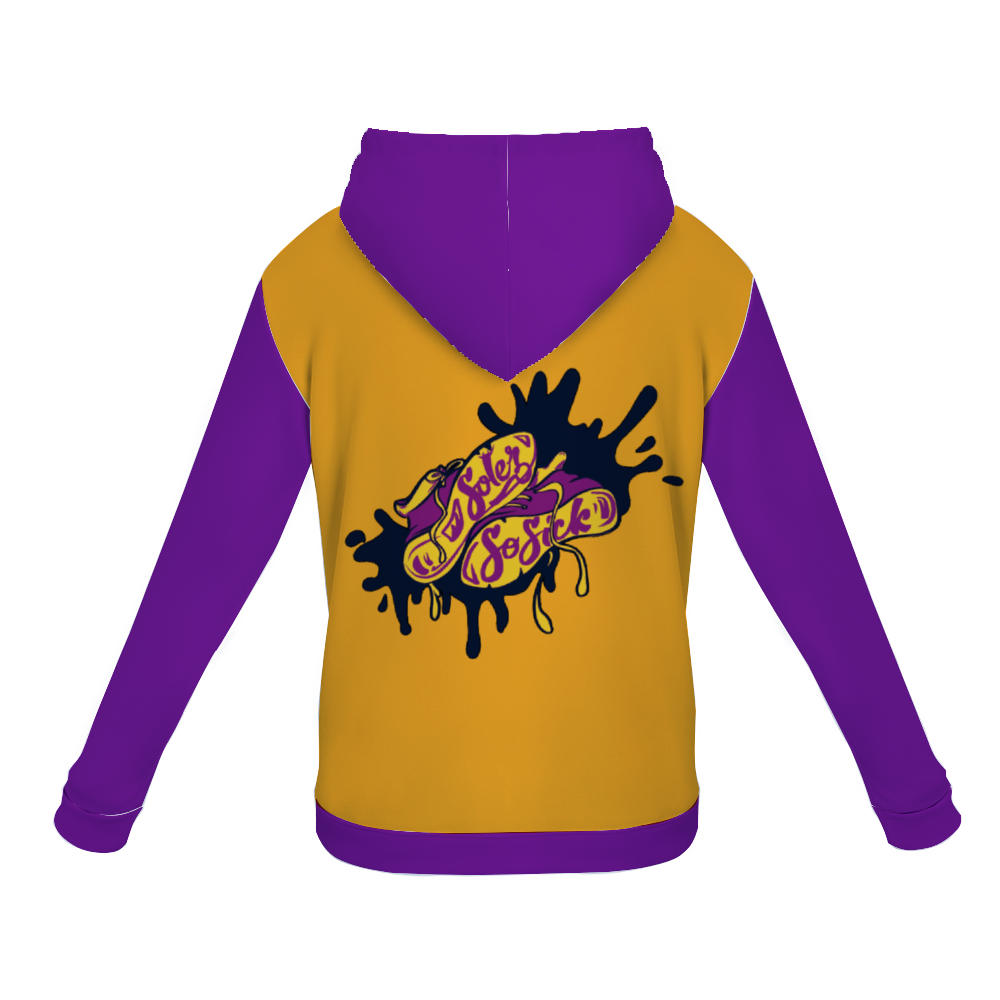 Splash Logo Plush Hoodie with Pockets In Gold w/Purple