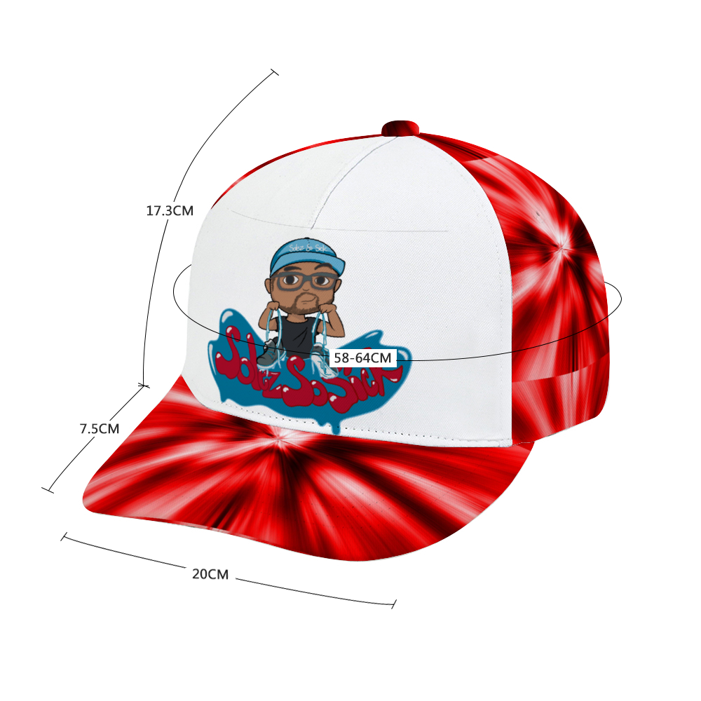 Baseball Hat with Cartoon Logo (Red with White)