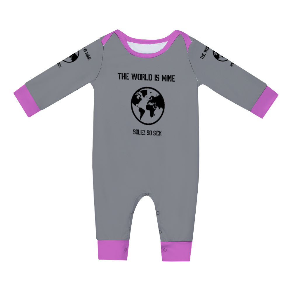 Baby Long Sleeve Romper (Gray with Pink)