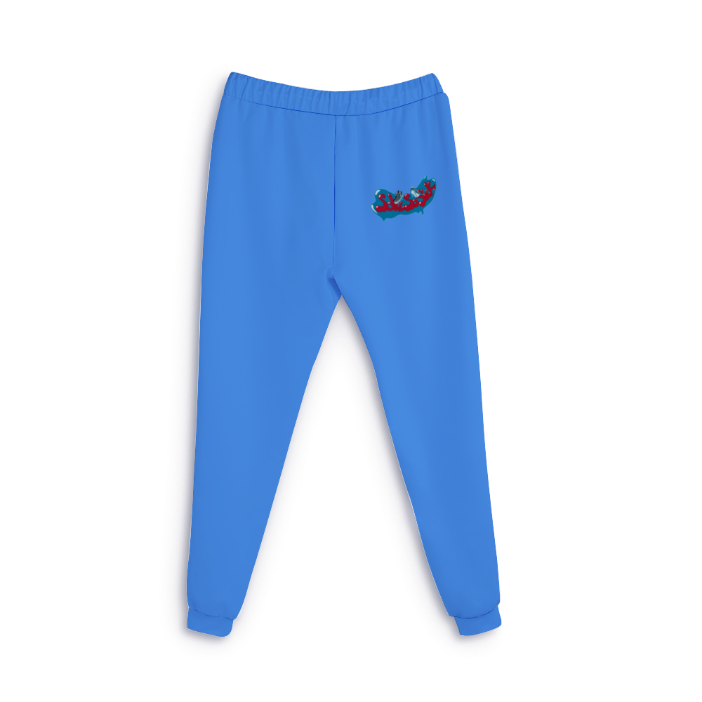 Sweatpants with Cartoon Logo (Baby Blue)