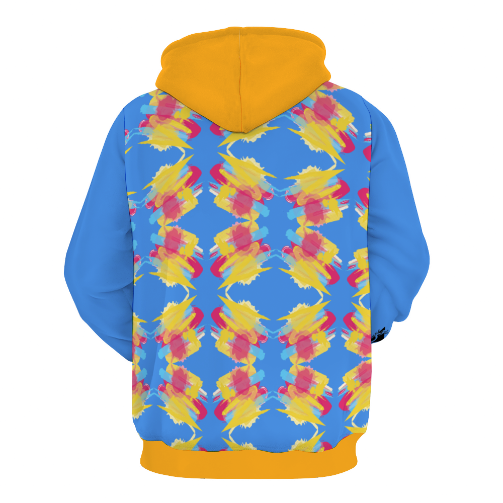 Splatter Design Hoodie with Pockets In Baby Blue w/Gold