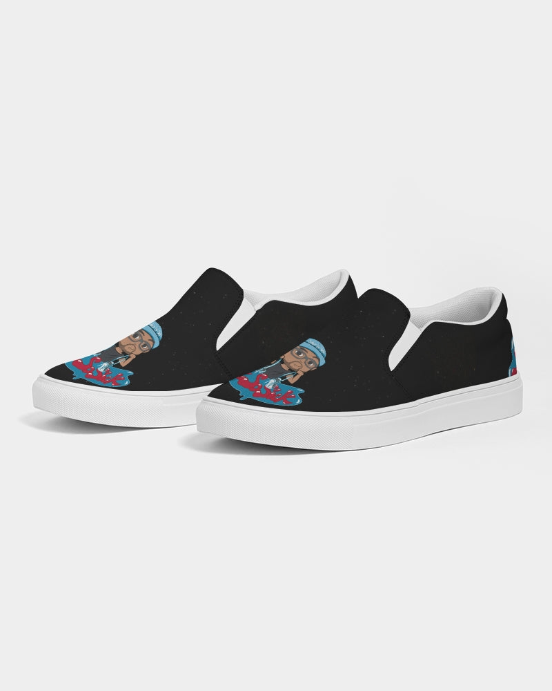 Men's Slip-On Canvas Shoe with Cartoon Logo (Black)