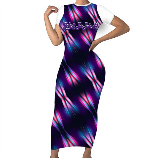 SolezSoSick Purple Short Sleeve Long Pencil Dress