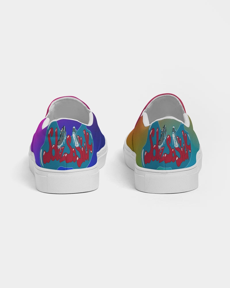 Women's Slip-On Canvas Shoe with Cartoon Logo (Rainbow)