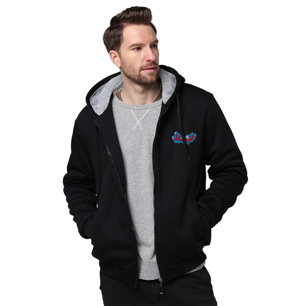 SolezSoSick Men's Thick Plush Zippered Hoodie