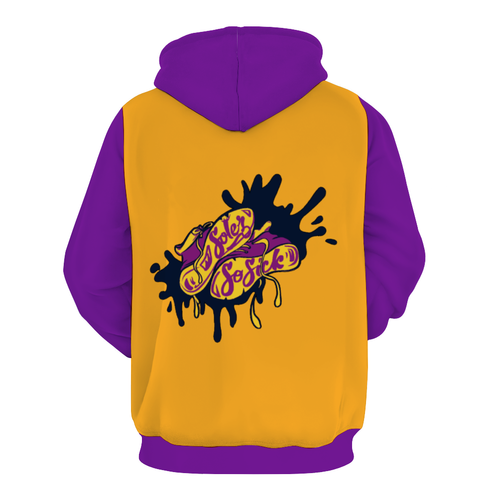 Splash Logo Plush Hoodie with Pockets In Gold w/Purple