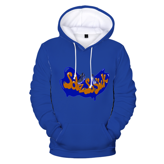 Plush Hoodie with Pockets with Cartoon Logo (Royal Blue)