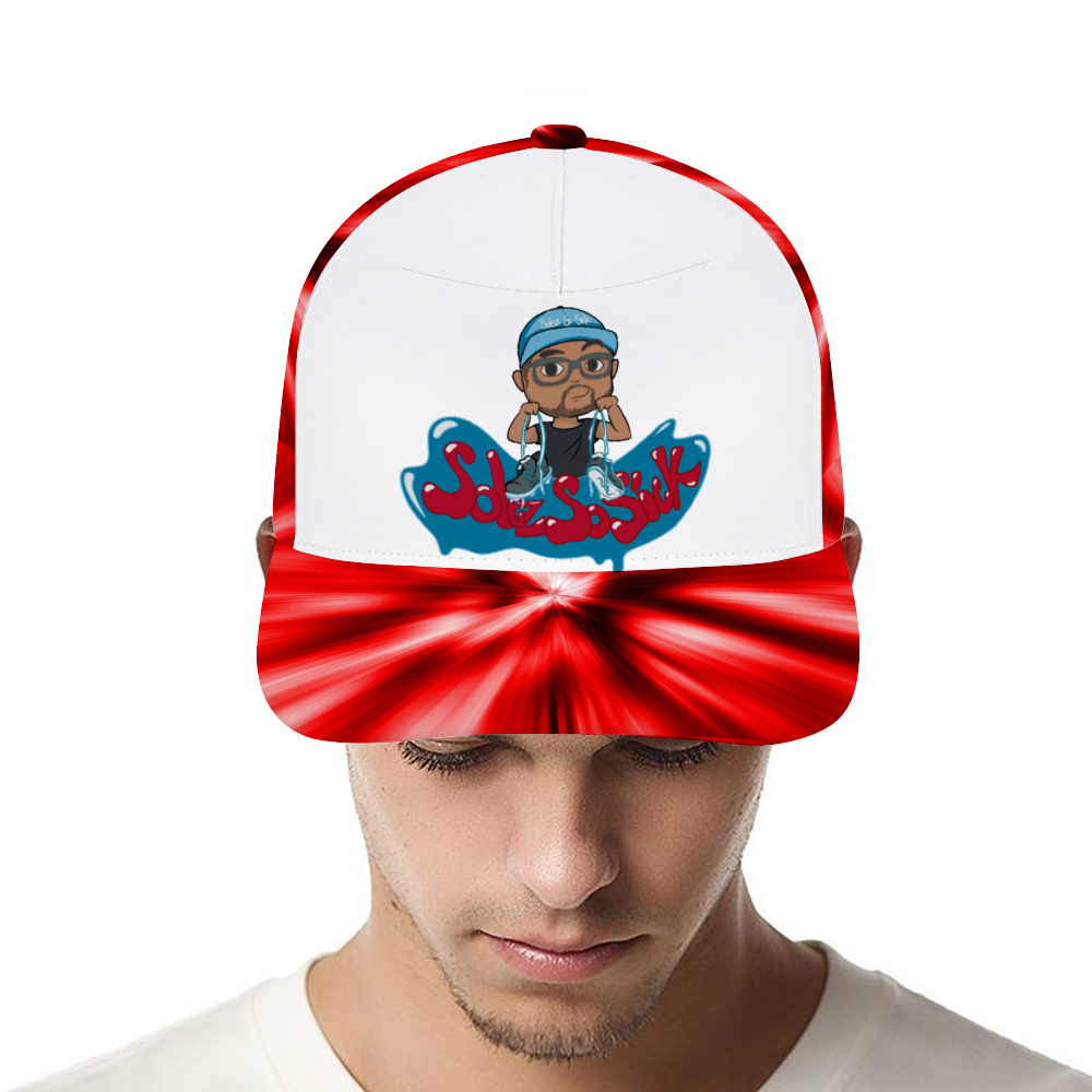 Baseball Hat with Cartoon Logo (Red with White)