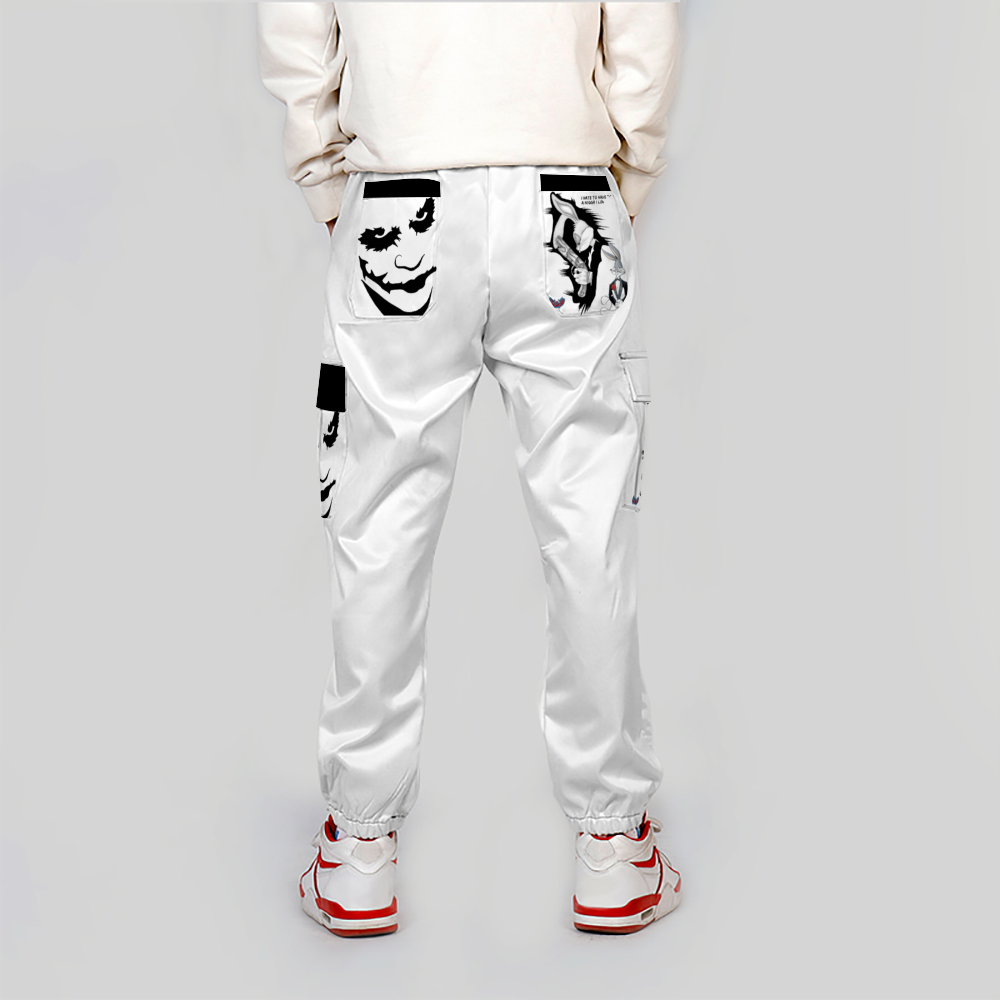 "Bugs Bunny And The Joker" Baggy Jogger Pants (White)