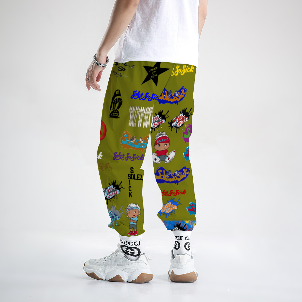 Windbreaker Pants Multi-Logo (Olive Green)