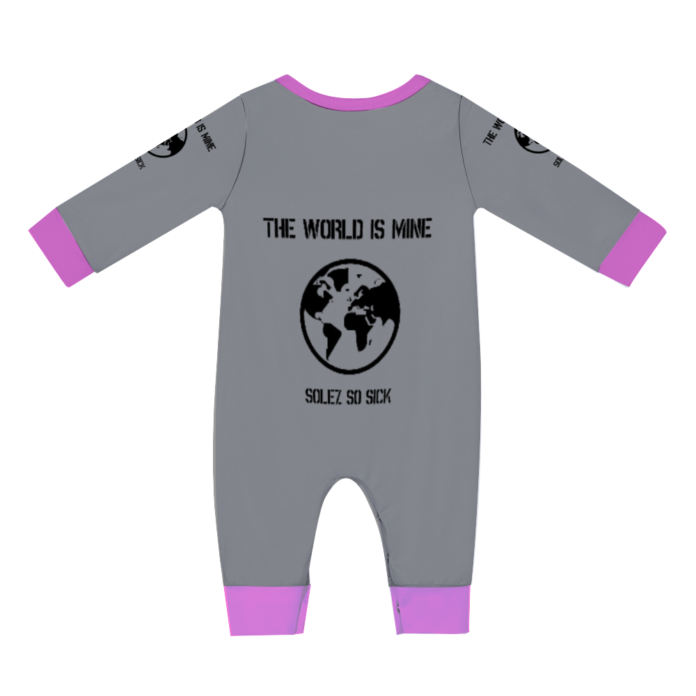 Baby Long Sleeve Romper (Gray with Pink)