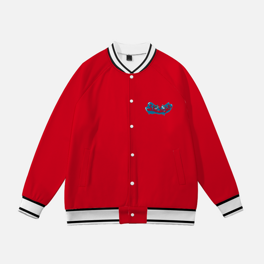 Baseball Jacket with Cartoon Logo (Red)