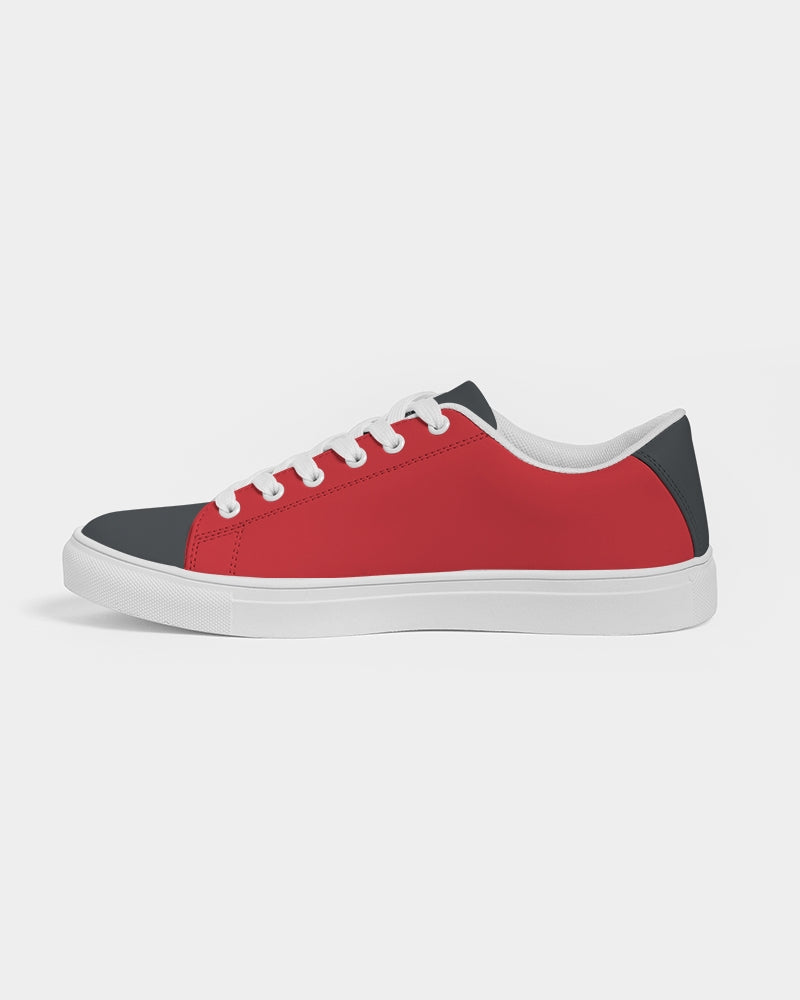 Men's Faux-Leather Sneaker (Red and Dark Gray)