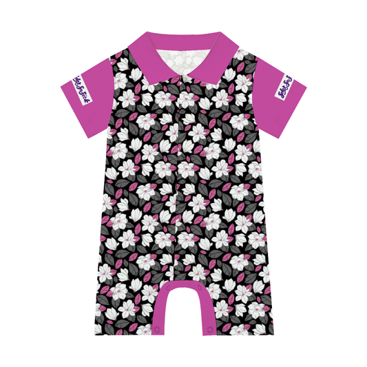 Baby Short Sleeves Button Romper Jumpsuits (Flower Design)