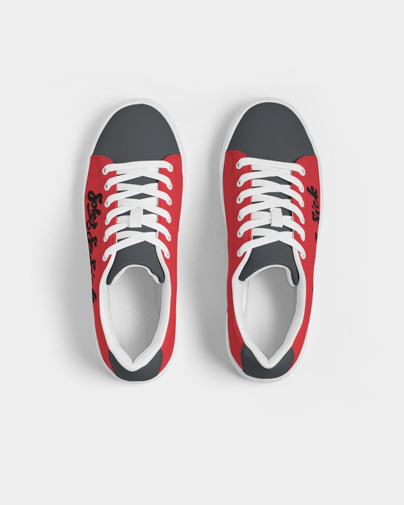 Men's Faux-Leather Sneaker (Red and Dark Gray)