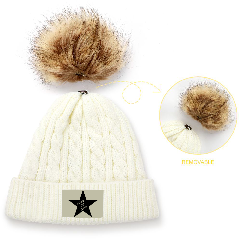 Baby Knitted Beanie Cap (Cream)