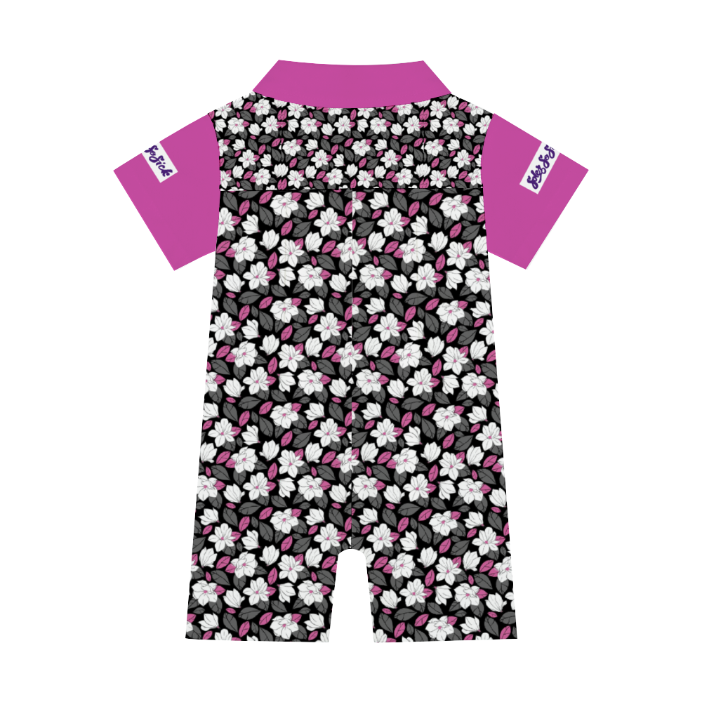 Baby Short Sleeves Button Romper Jumpsuits (Flower Design)