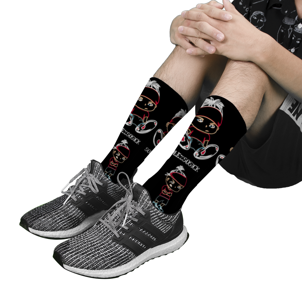 SolezSoSick Long Socks with Black Heel