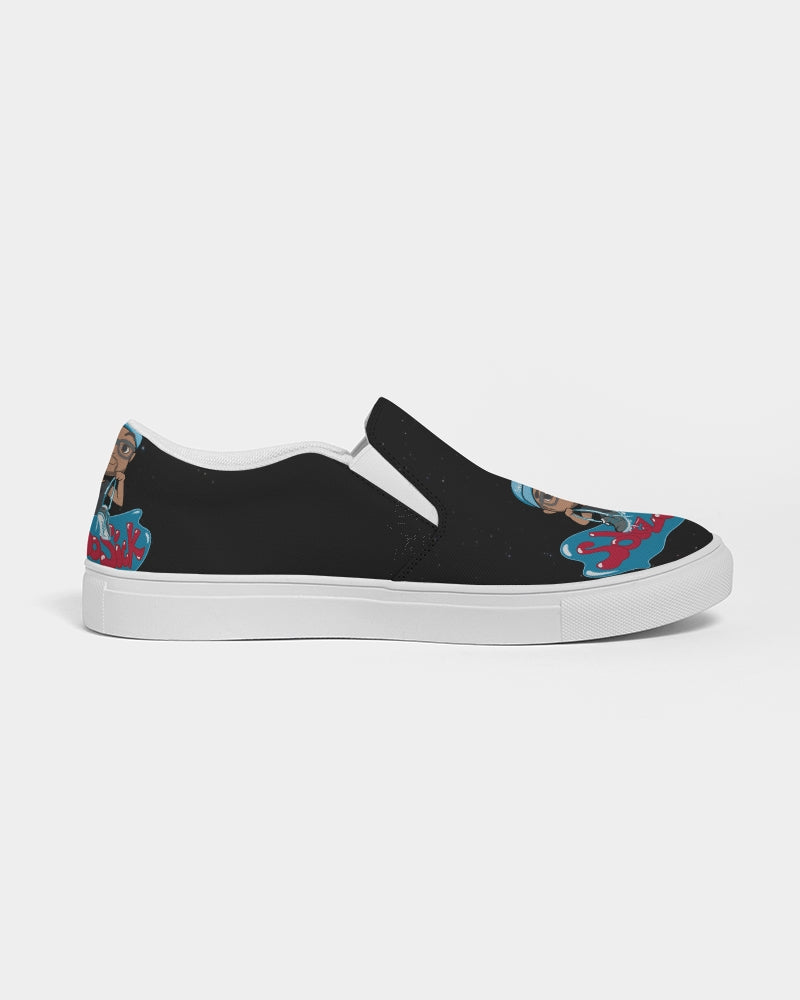 Men's Slip-On Canvas Shoe with Cartoon Logo (Black)