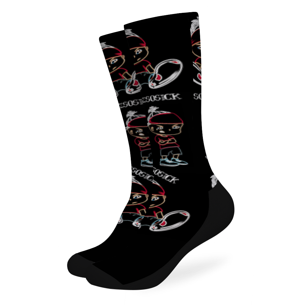 SolezSoSick Long Socks with Black Heel