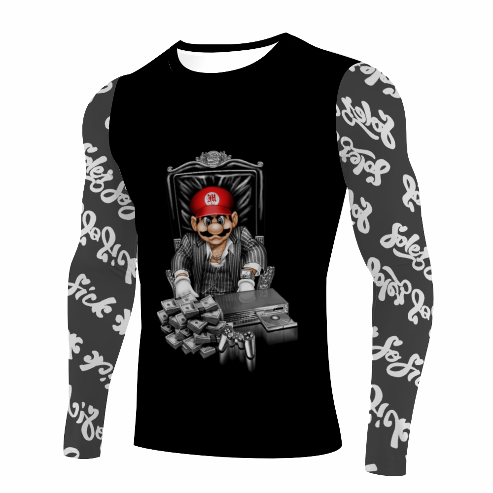 S3 x Mario Long Sleeve Tees In Black w/Dark Gray