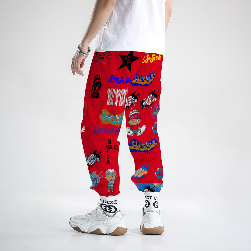 Windbreaker Pants Multi-Logo (Red)