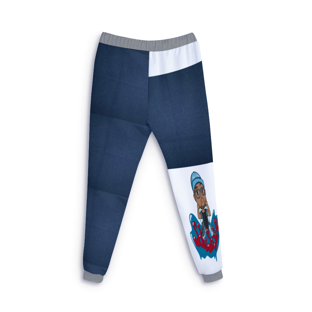 Sweatpants with Cartoon Logo (Navy Blue with White)