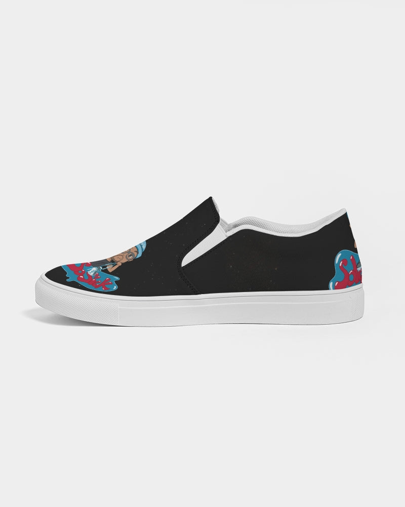 Men's Slip-On Canvas Shoe with Cartoon Logo (Black)