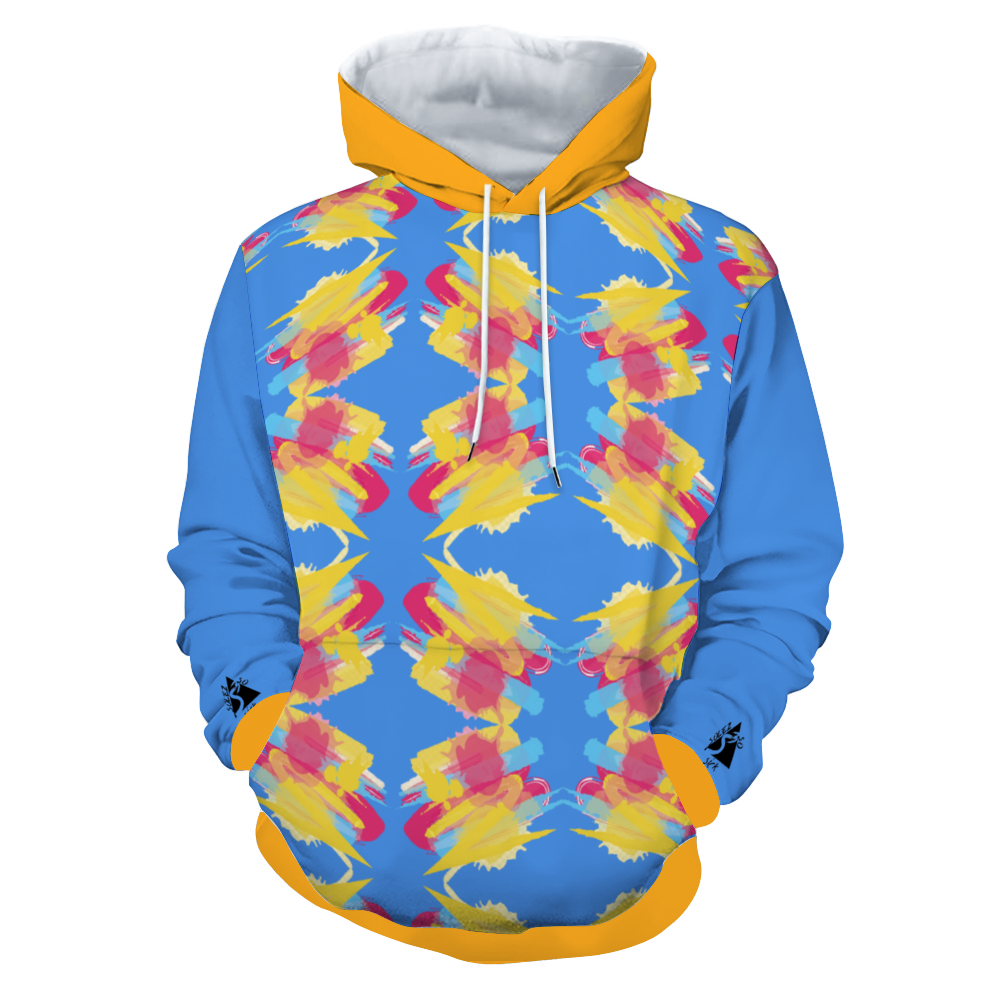 Splatter Design Hoodie with Pockets In Baby Blue w/Gold